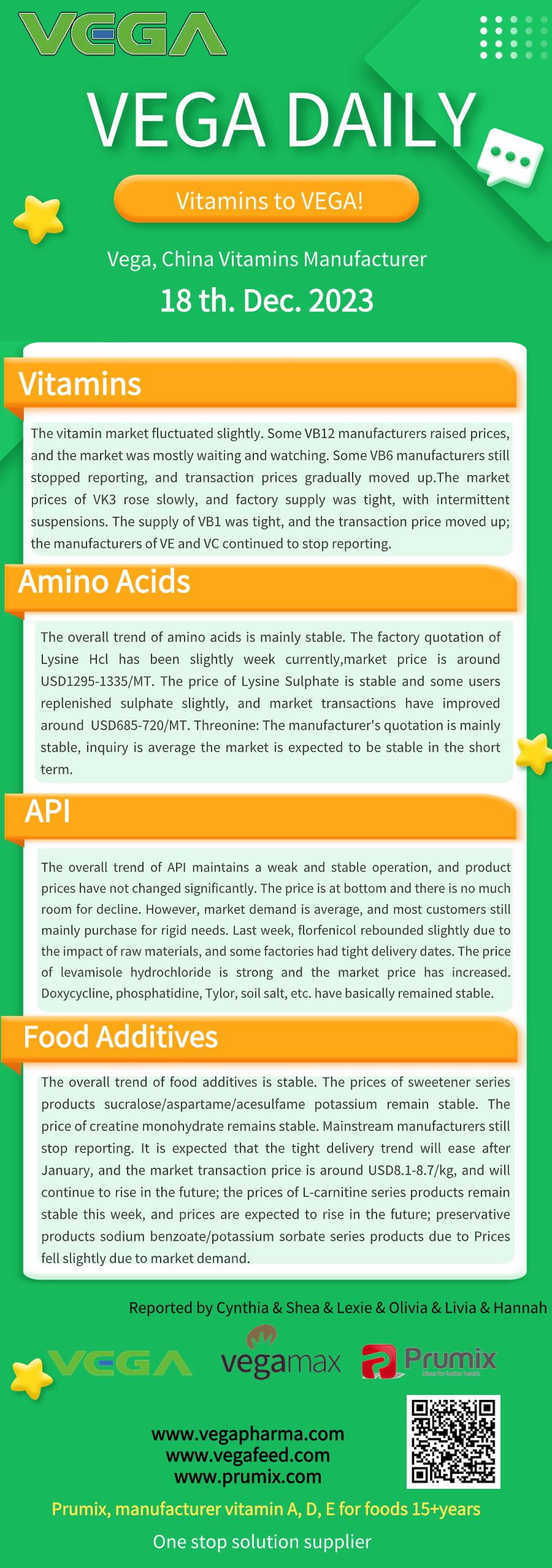 Vega Daily Dated on Dec 18th 2023 Vitamin Amino Acids APl Food Additives.jpg